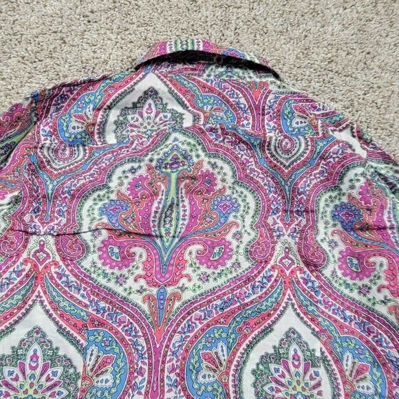 Talbots Shirt Womens XLP Petite Colorful Paisley Long Sleeve Button Up - Picture 7 of 9